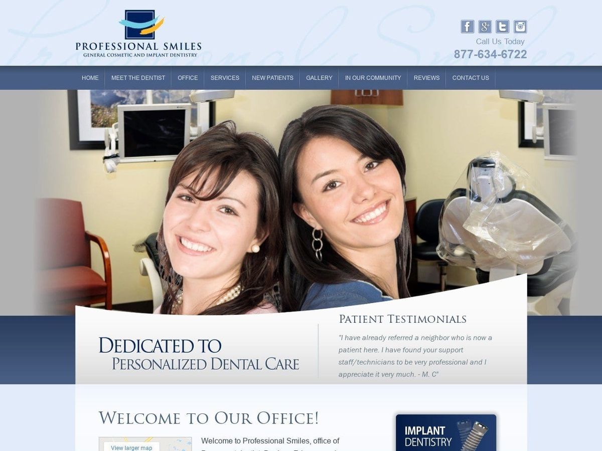 Professional Smiles PLLC Website Screenshot from professionalsmiles.net