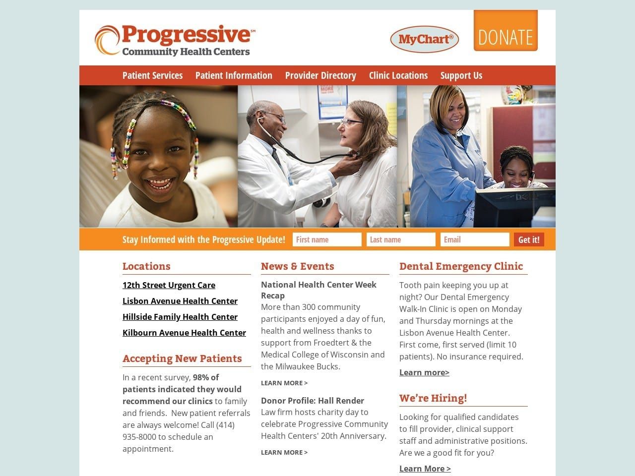 Lisbon Avenue Health Center Website Screenshot from progressivechc.org