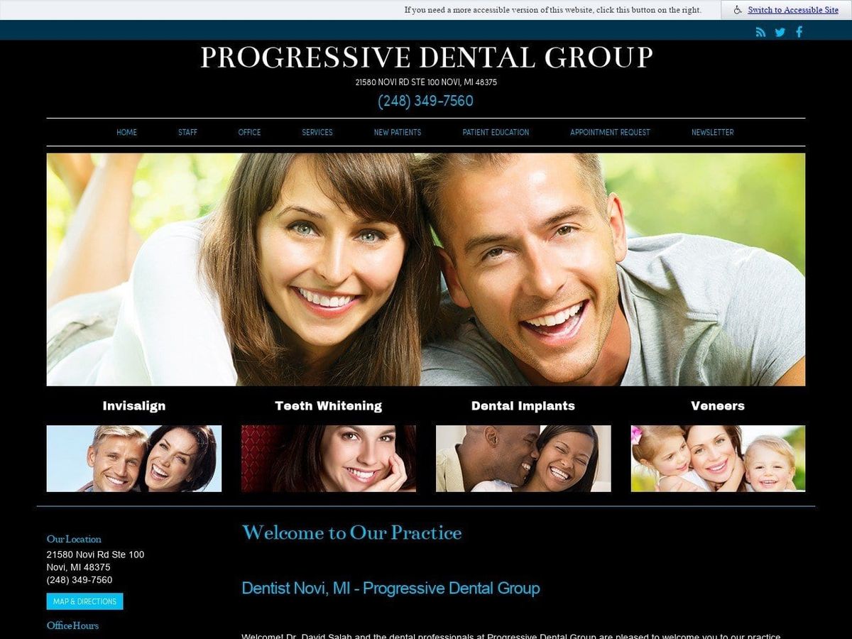 Novi Dental Care PC Website Screenshot from progressivedental.net