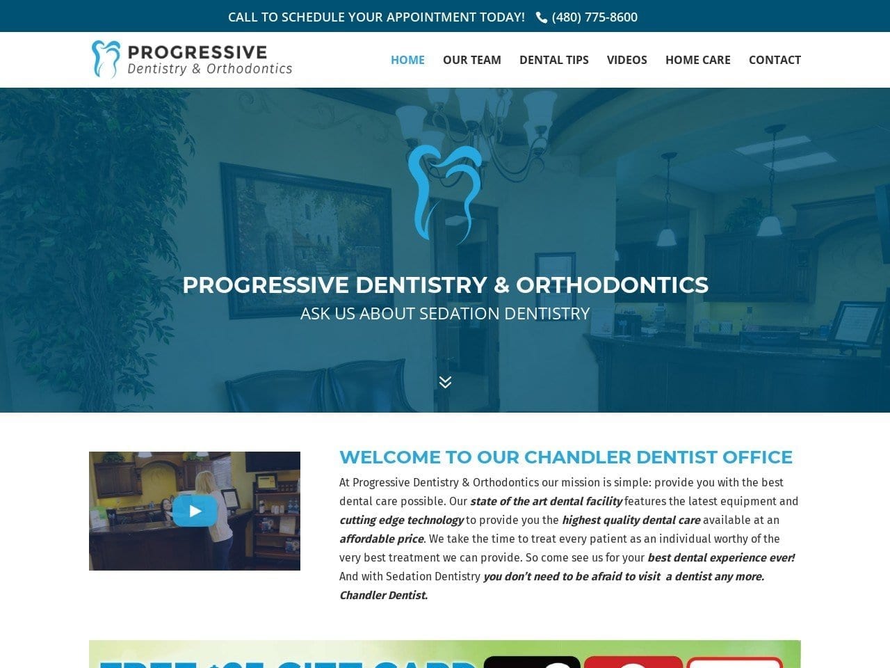 Progressive Dentist Website Screenshot from progressivedentalandortho.com