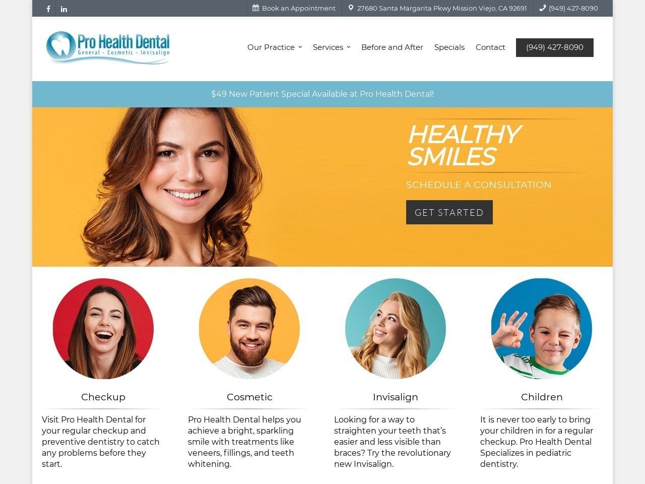 Pro Health Dental Website Screenshot from prohealthdental.com