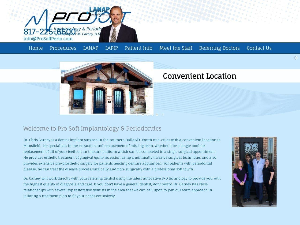 Prosoft Implantology Dentist Website Screenshot from prosoftperio.com