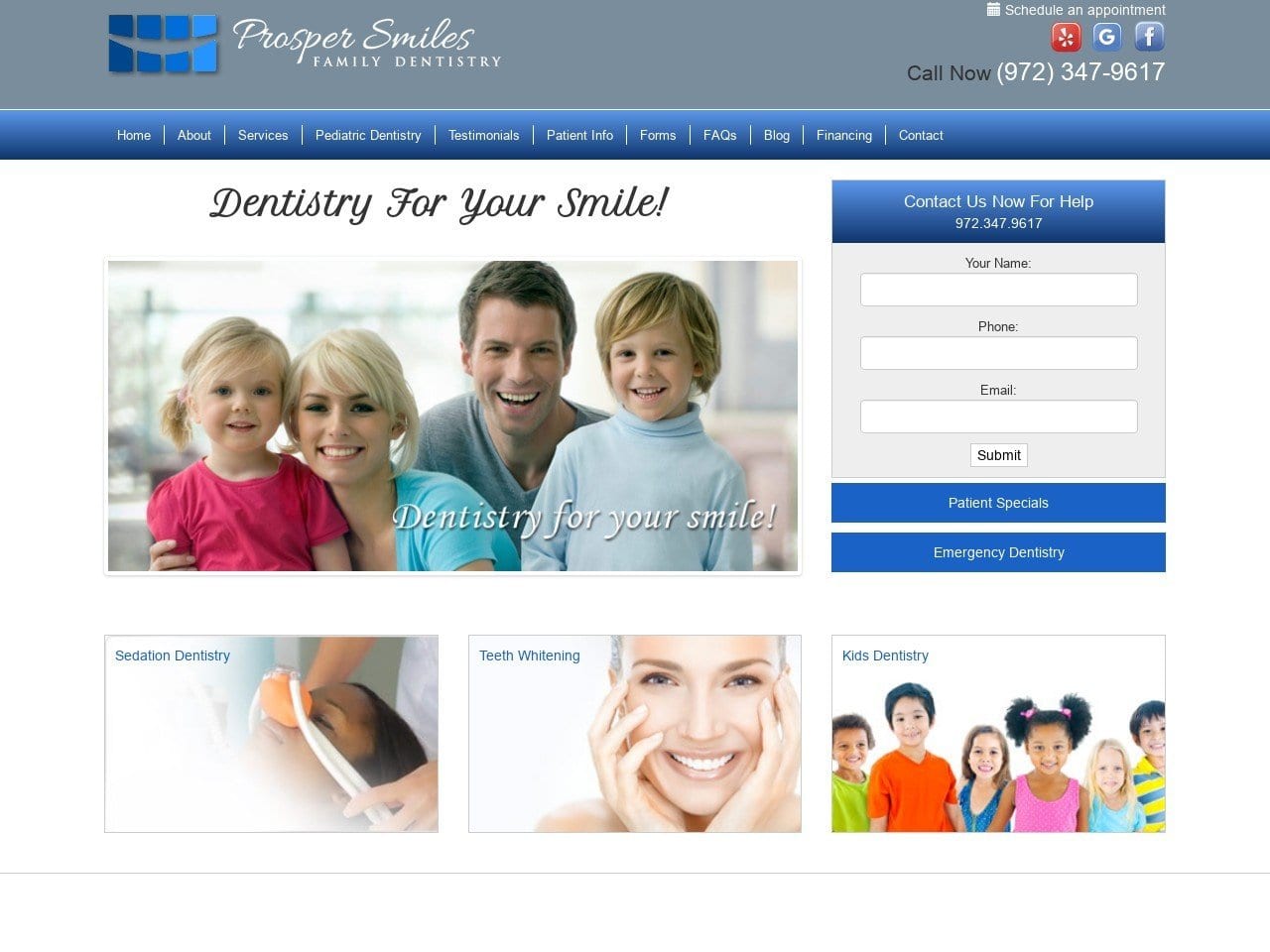 Prosper Smiles Family Dentist Website Screenshot from prospersmiles.com