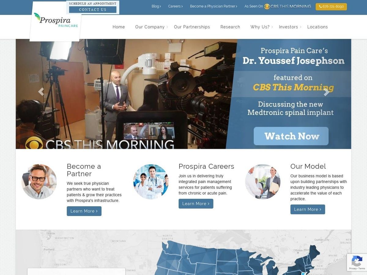 The Pain Management Center Website Screenshot from prospirapaincare.com