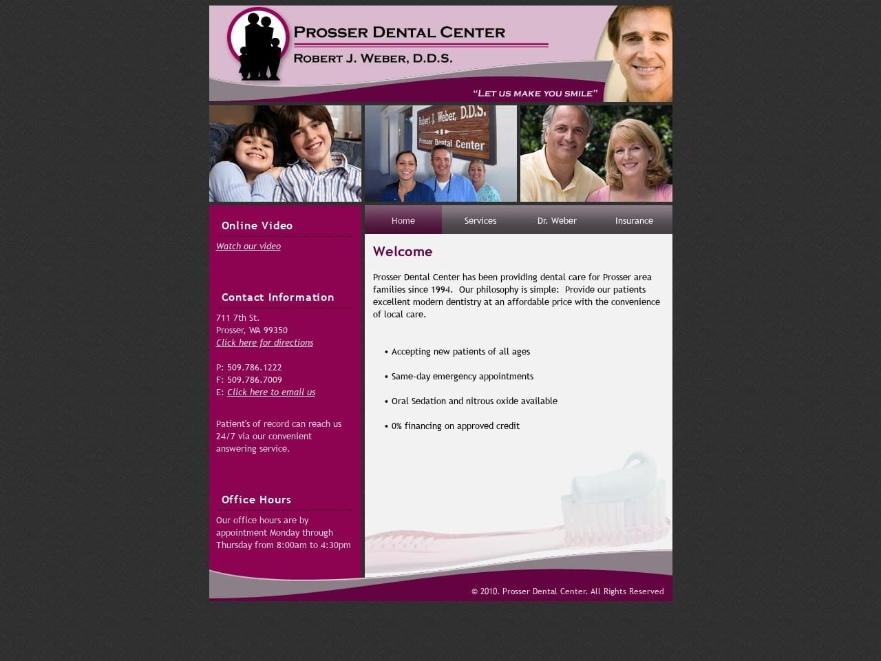 Prosser Dental Center Website Screenshot from prosserdentalcenter.com