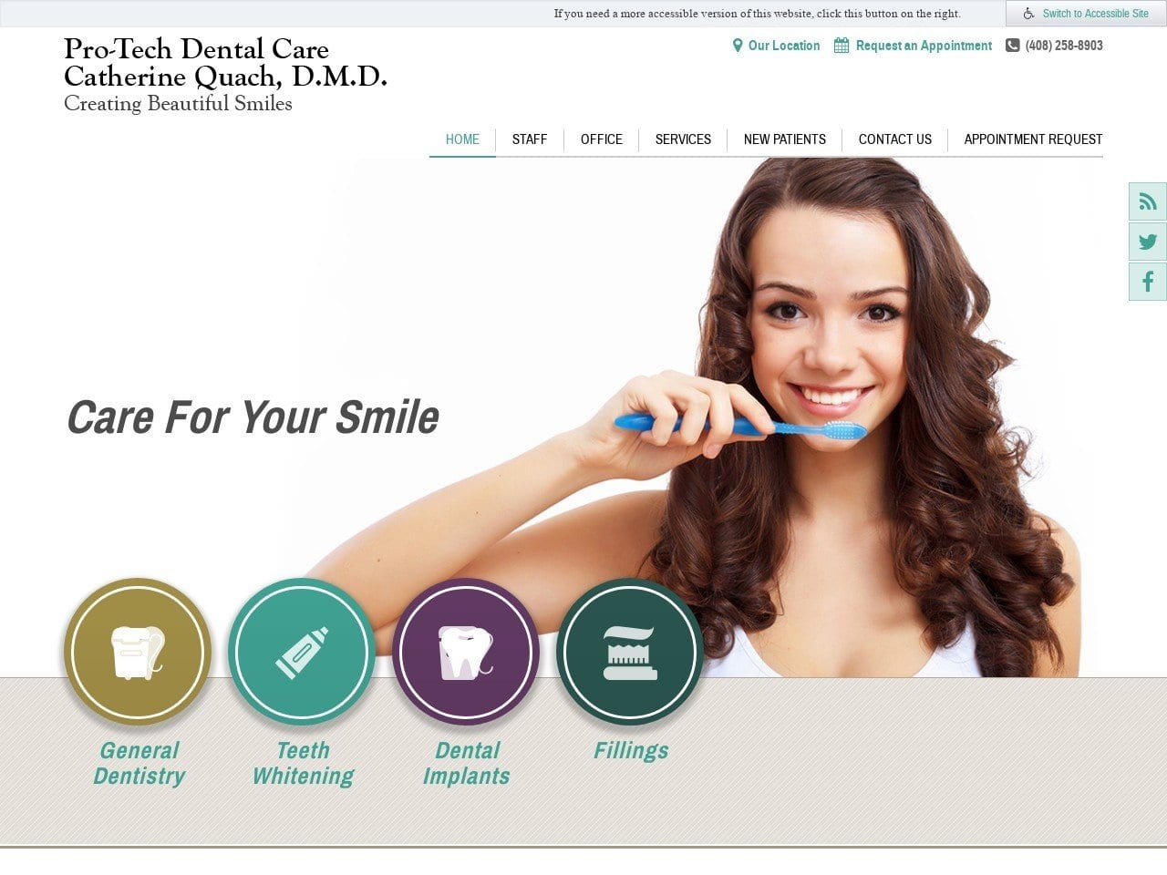 Protech Dental Care Website Screenshot from protechdentalcare.com