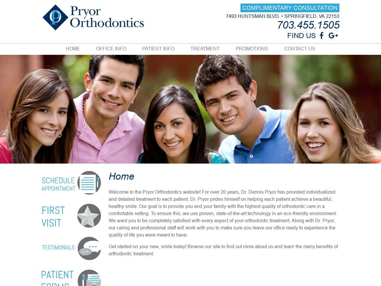 Dr. Dennis P. Pryor Orthodontics Website Screenshot from pryororthodontics.com