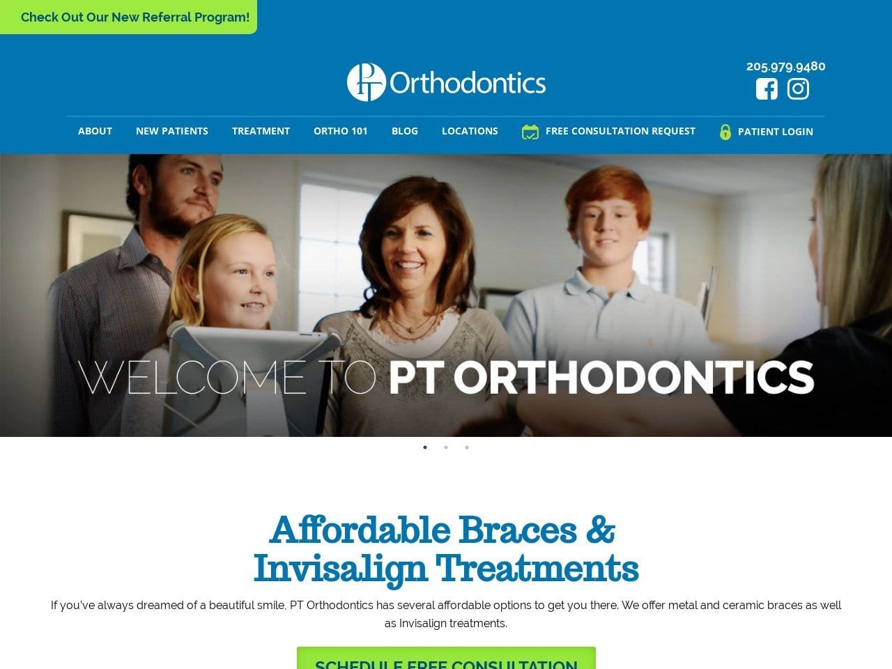 PT Orthodontics Website Screenshot from ptortho.com