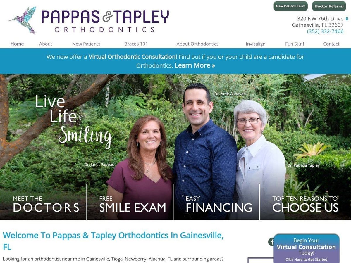 Pappas Dentist Website Screenshot from ptorthodontics.com