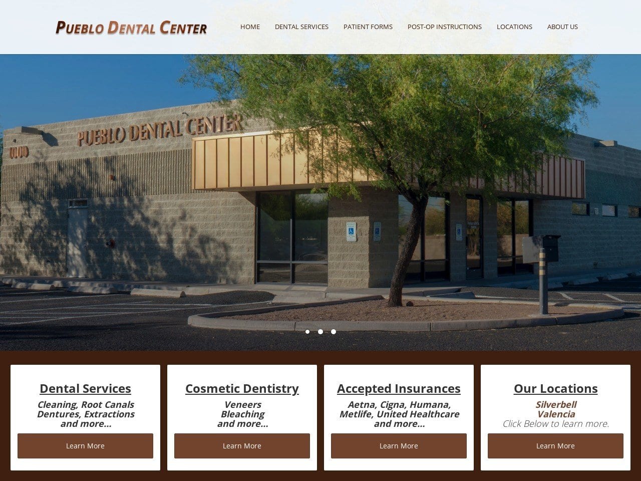 Pueblo Dental Centre Website Screenshot from pueblodentalcenter.com