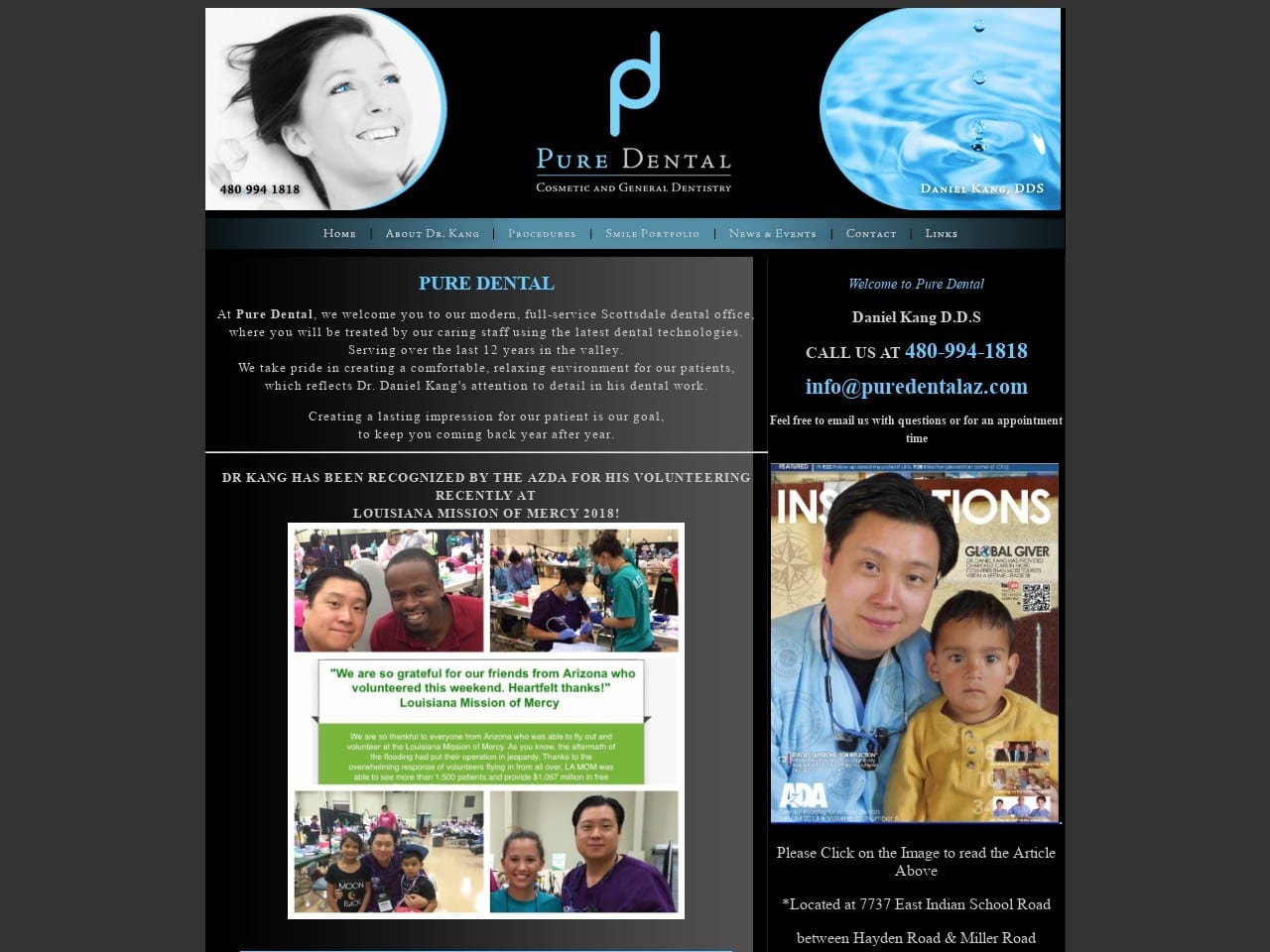 Pure Dental Website Screenshot from puredentalaz.com