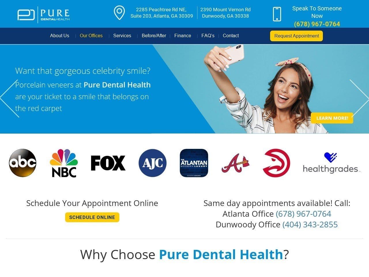 Pure Dental Health Website Screenshot from puredentalhealth.com