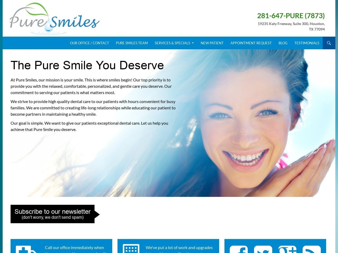 Pure Smiles Website Screenshot from puresmilesdds.com