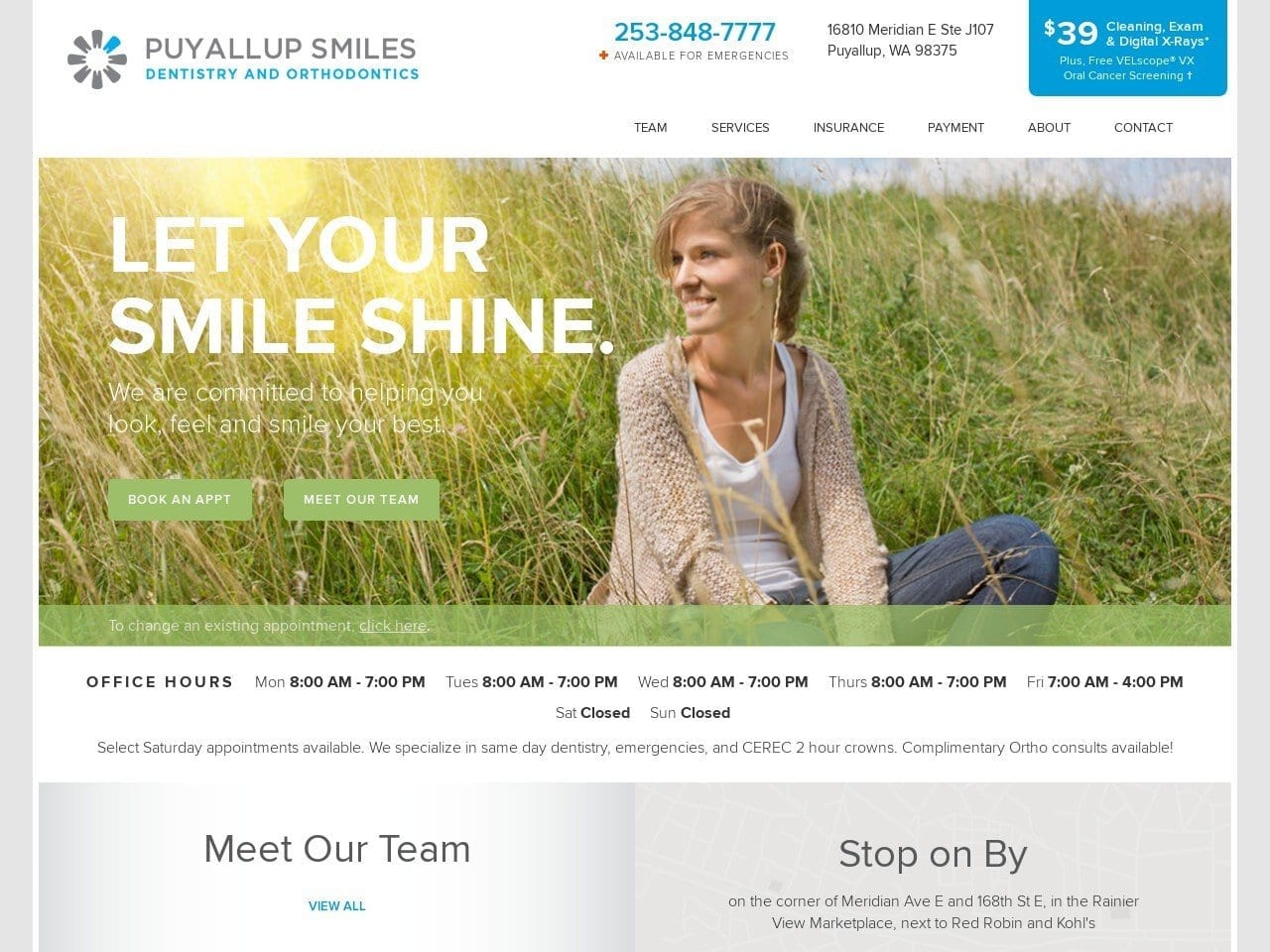 Puyallup Smiles Dentist Website Screenshot from puyallupsmilesdentistry.com