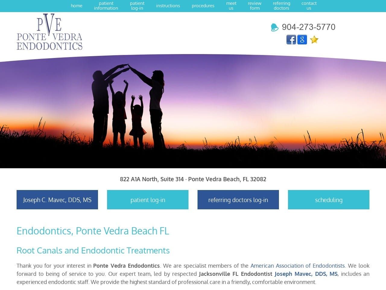 Ponte Vedra Endodontics Website Screenshot from pv-endo.com