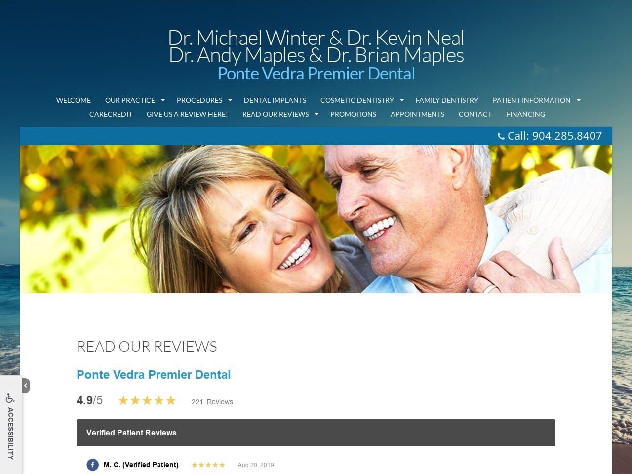 Ponte Vedra Cosmetic Dentistry Website Screenshot from pvcd.net