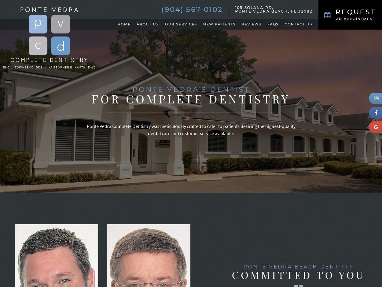 Ponte Vedra Complete Dentist Website Screenshot from pvcompletedentistry.com