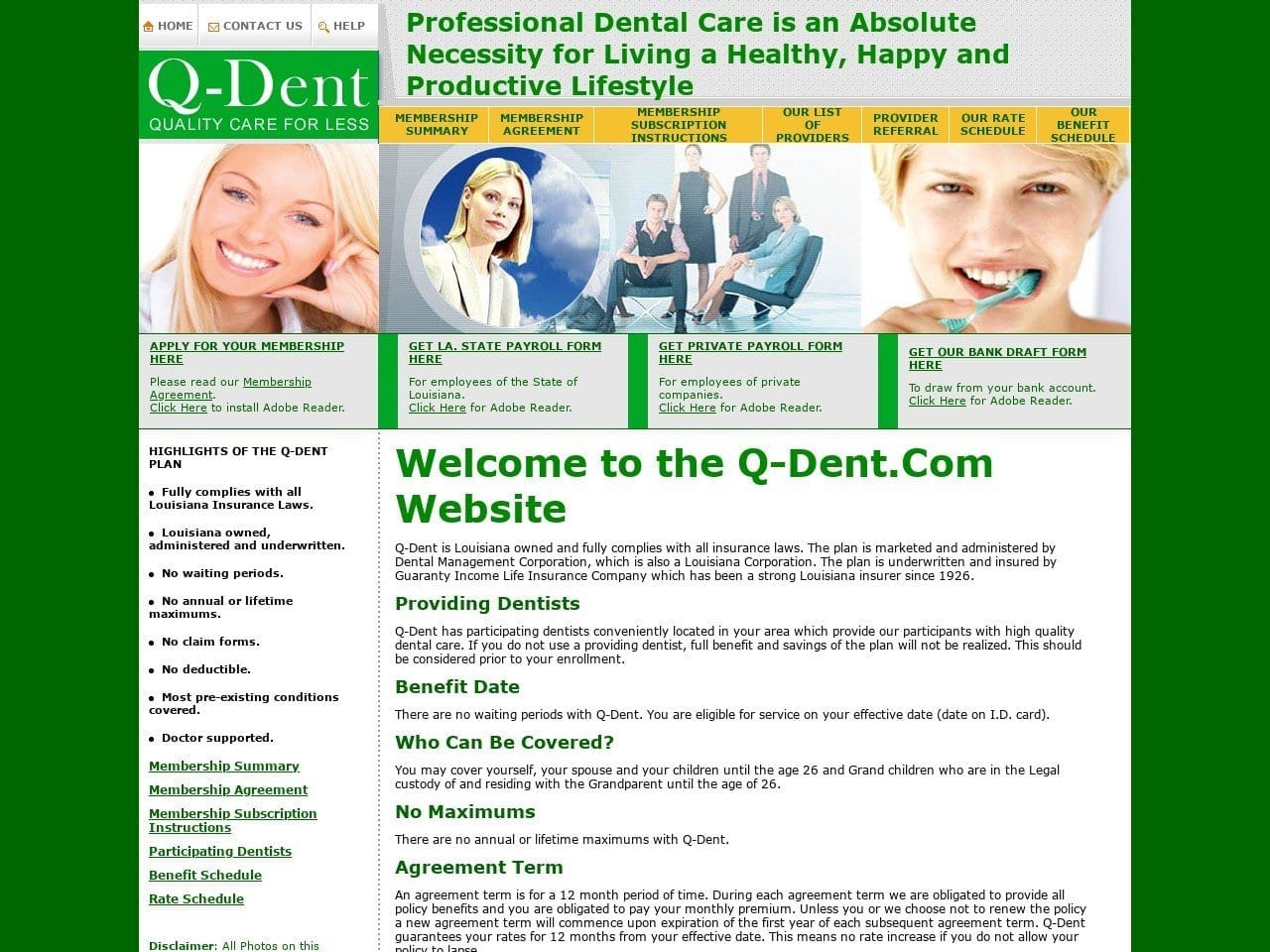 Dental Management Corporation Website Screenshot from q-dent.com