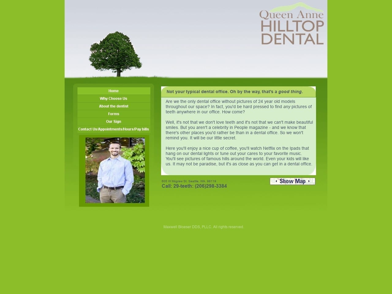 Queen Anne Hilltop Dental Website Screenshot from qahilltop.com