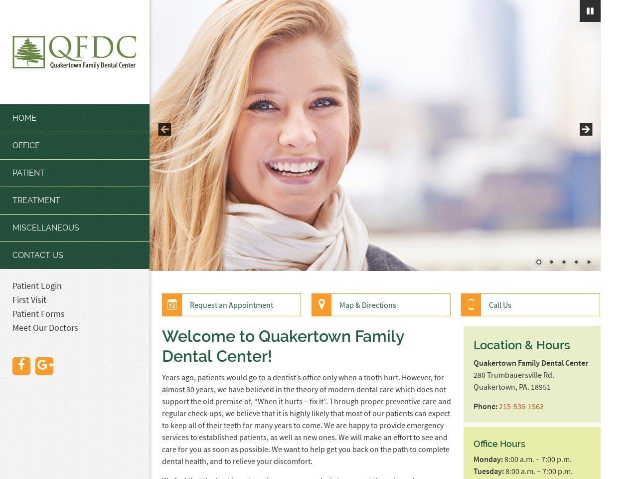 Quakertown Family Dental Center Schoenly Brian R D Website Screenshot from qtfamilydental.com