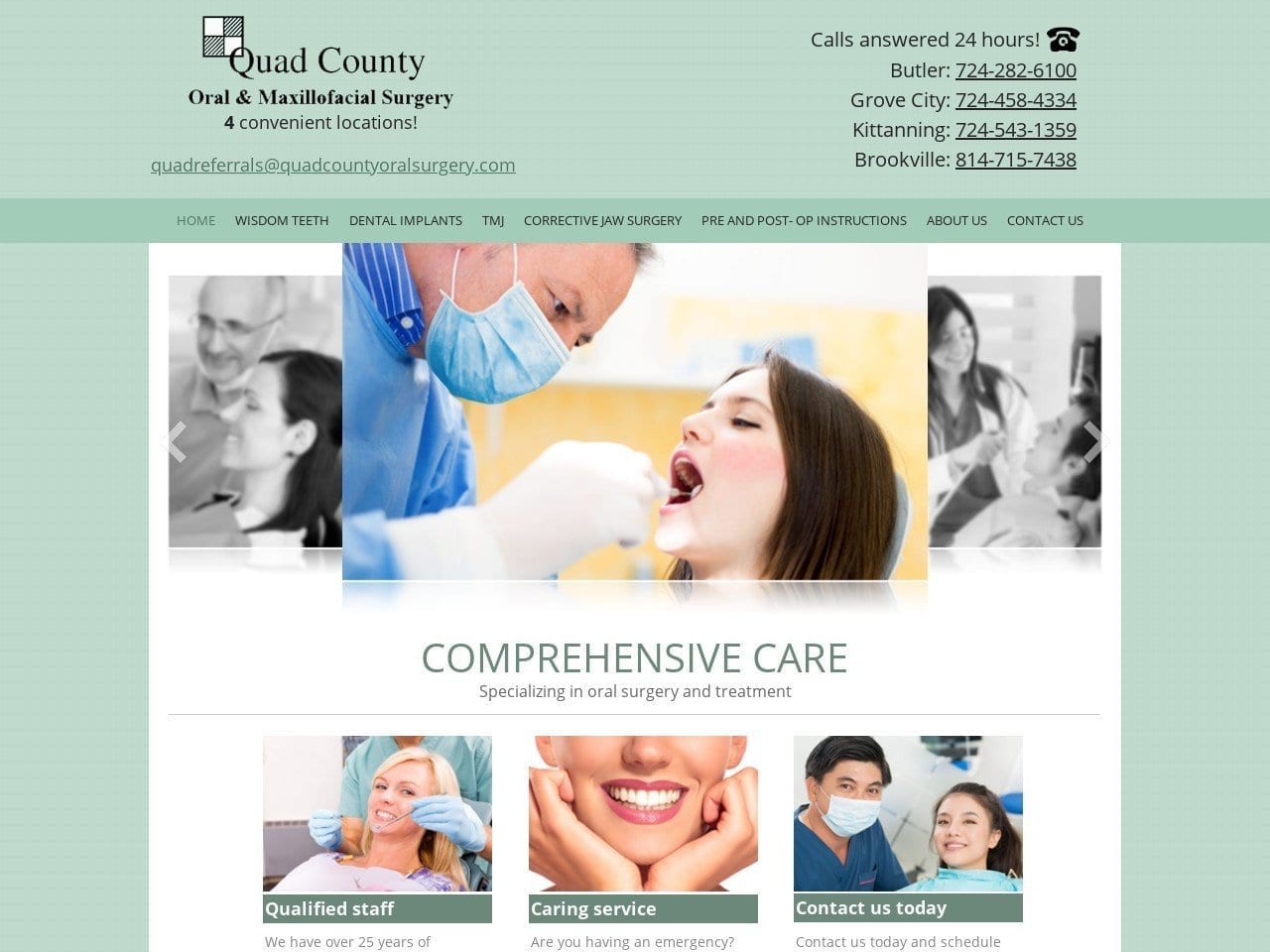 Quad County Oral & Maxillofacial Surgery Website Screenshot from quadcountyoralsurgery.com