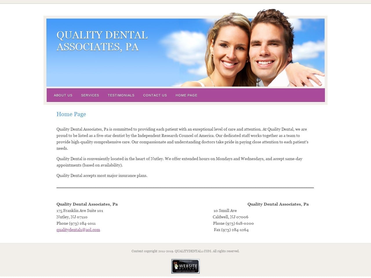 Quality Dental Associates Website Screenshot from qualitydental1.com