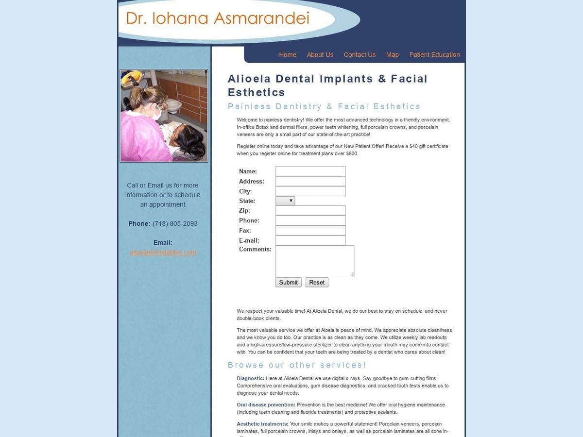 Alioela Dental Website Screenshot from queensdentistry.net