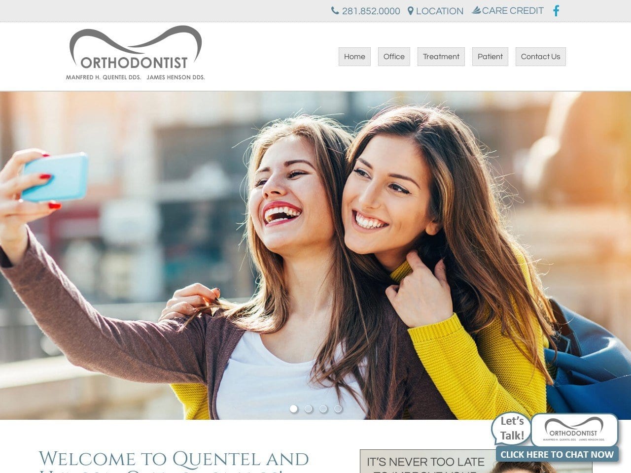 Quentel & Henson Orthodontics Website Screenshot from quentelhensonorthodontics.com