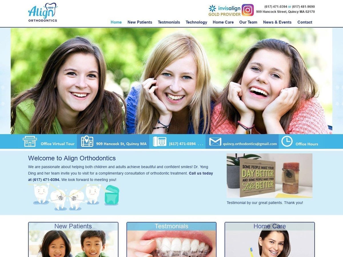 Align Orthodontics of Quincy Website Screenshot from quincyorthodontics.com