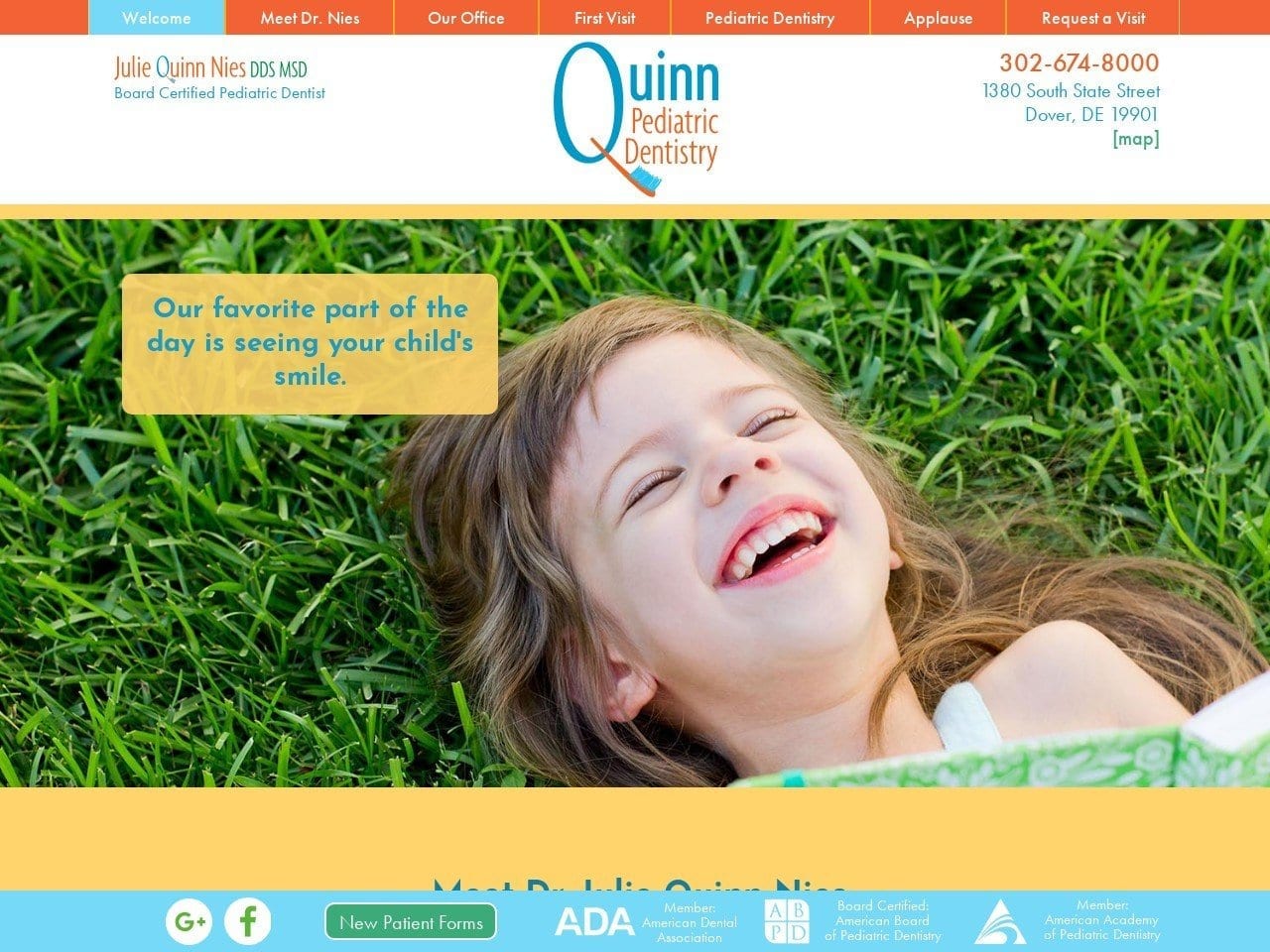 Dr. Richard M. Quinn DDS Website Screenshot from quinnchildrensdentistry.com