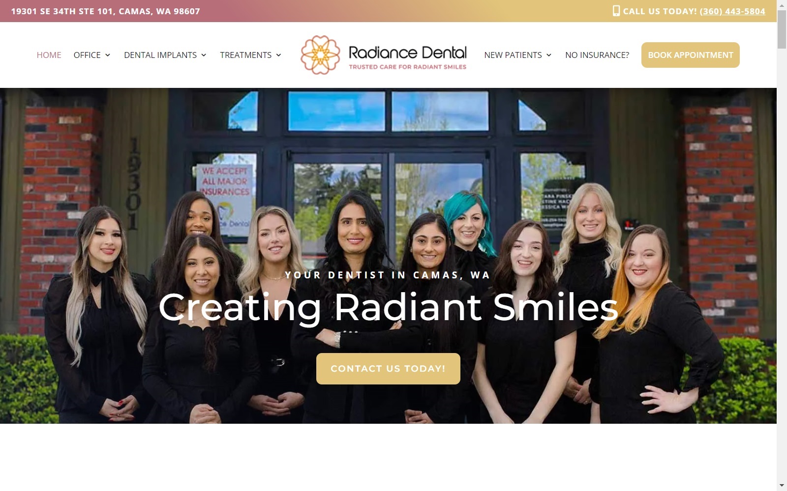 radiancedentalnw.com screenshot