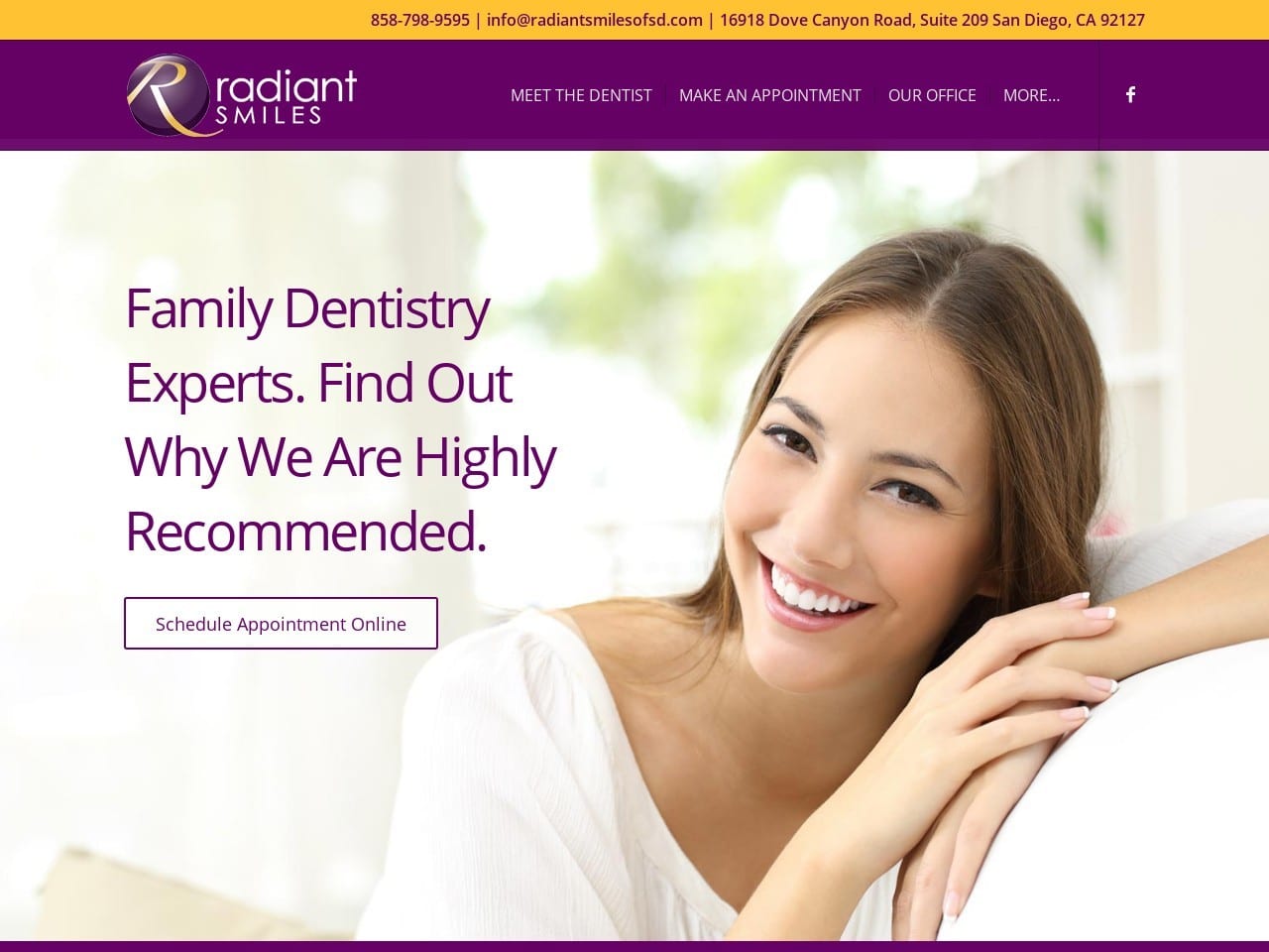 Radiant Smiles Website Screenshot from radiantsmilesofsd.com