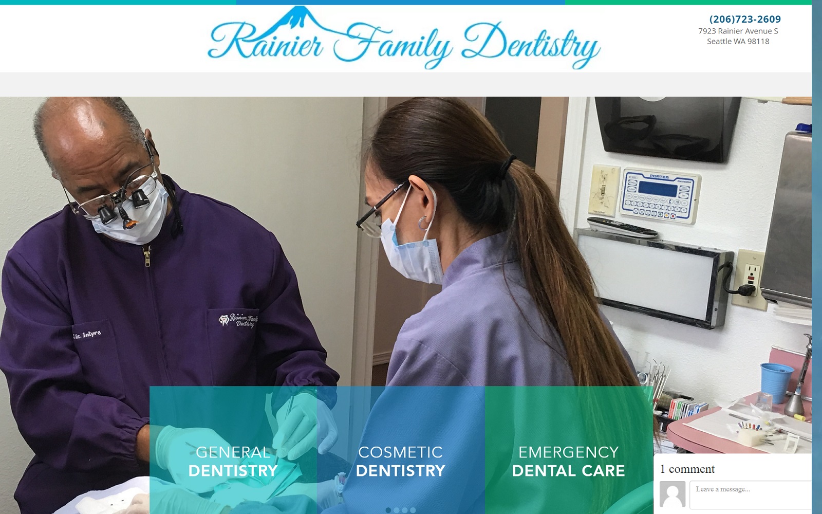 rainierfamilydentistry.com screenshot