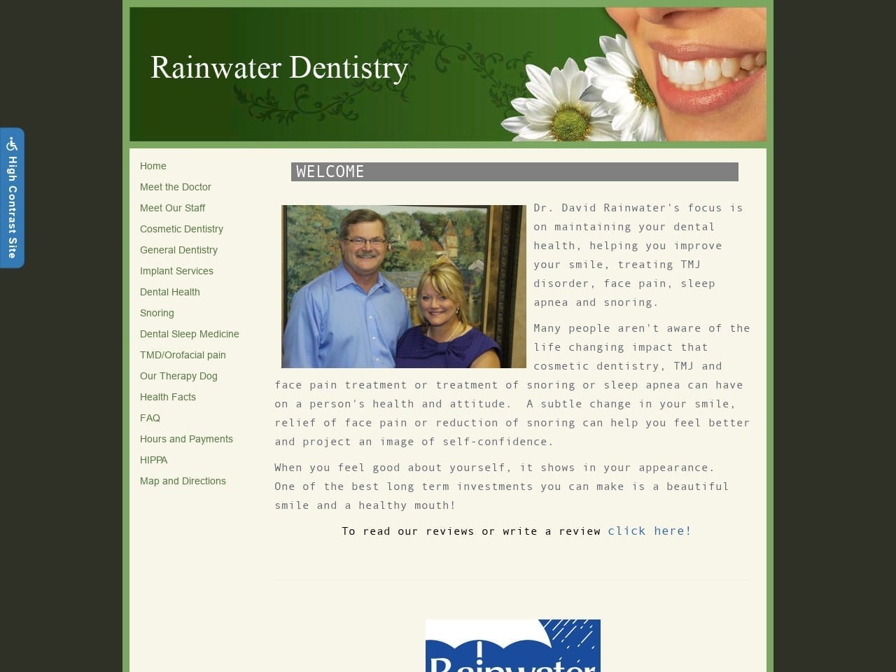 Rainwater DDS Pllc. David C Website Screenshot from rainwaterdentistry.com