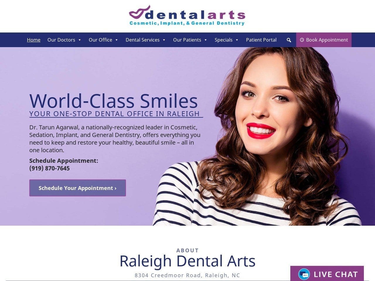 Raleigh Dental Arts Website Screenshot from raleighdentalarts.com