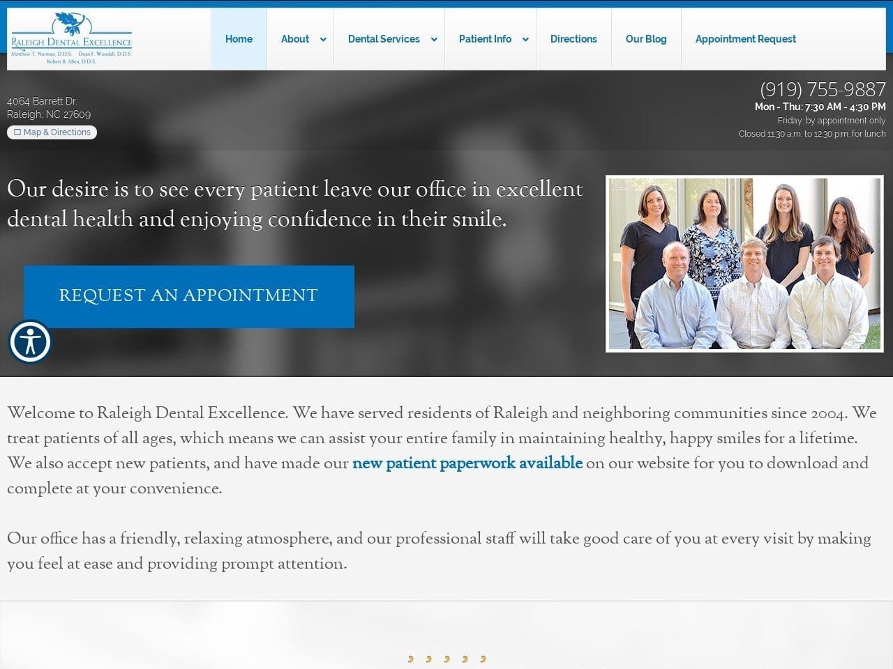 Raleigh Dental Excellence Website Screenshot from raleighdentalexcellence.com