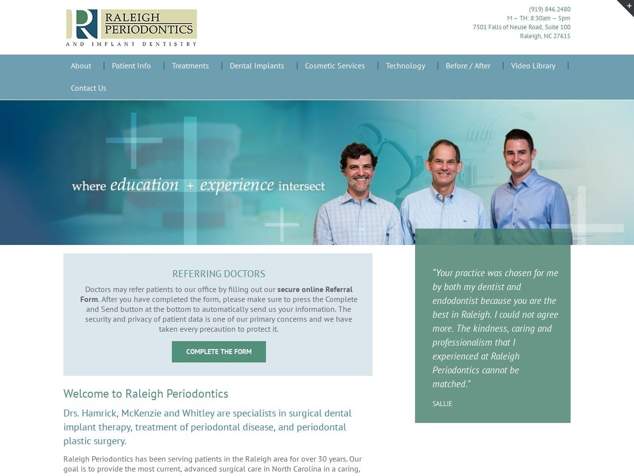 Raleigh Periodontics And Implant Dentist Website Screenshot from raleighperio.com