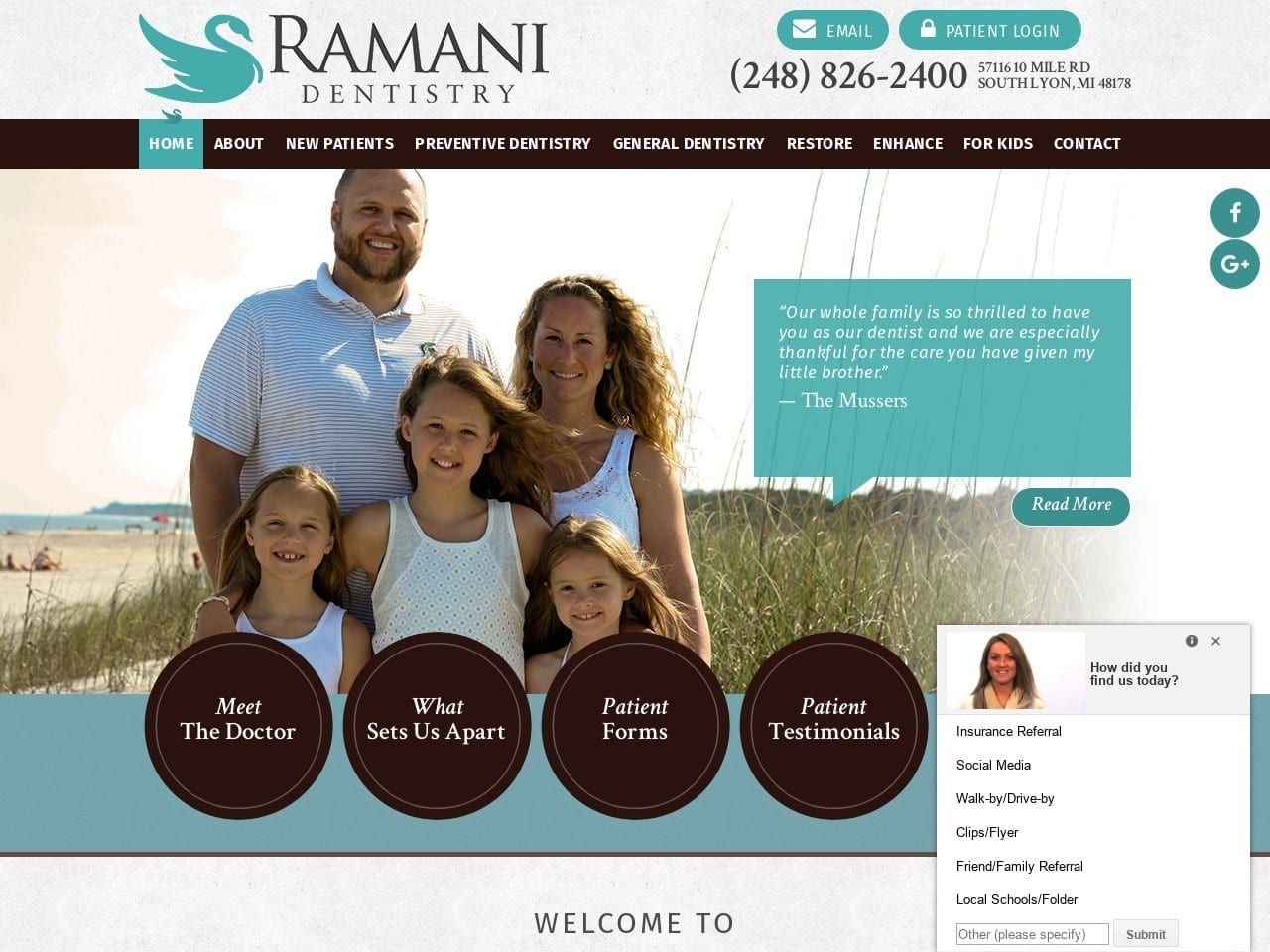 Ramani Dentist Website Screenshot from ramanidentistry.com