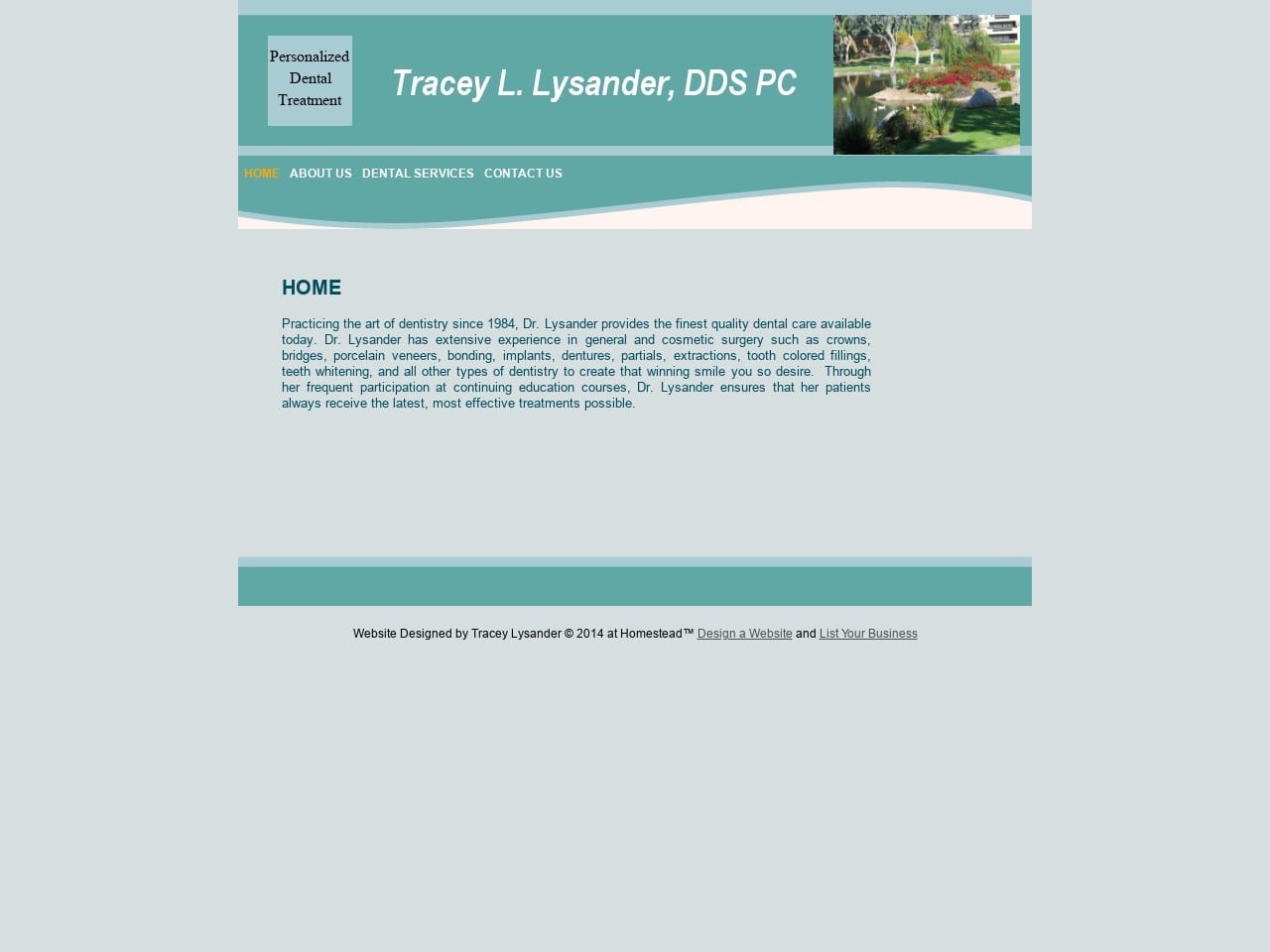 Dr. Tracey L. Lysander DDS Website Screenshot from ranchobernardodentist.biz