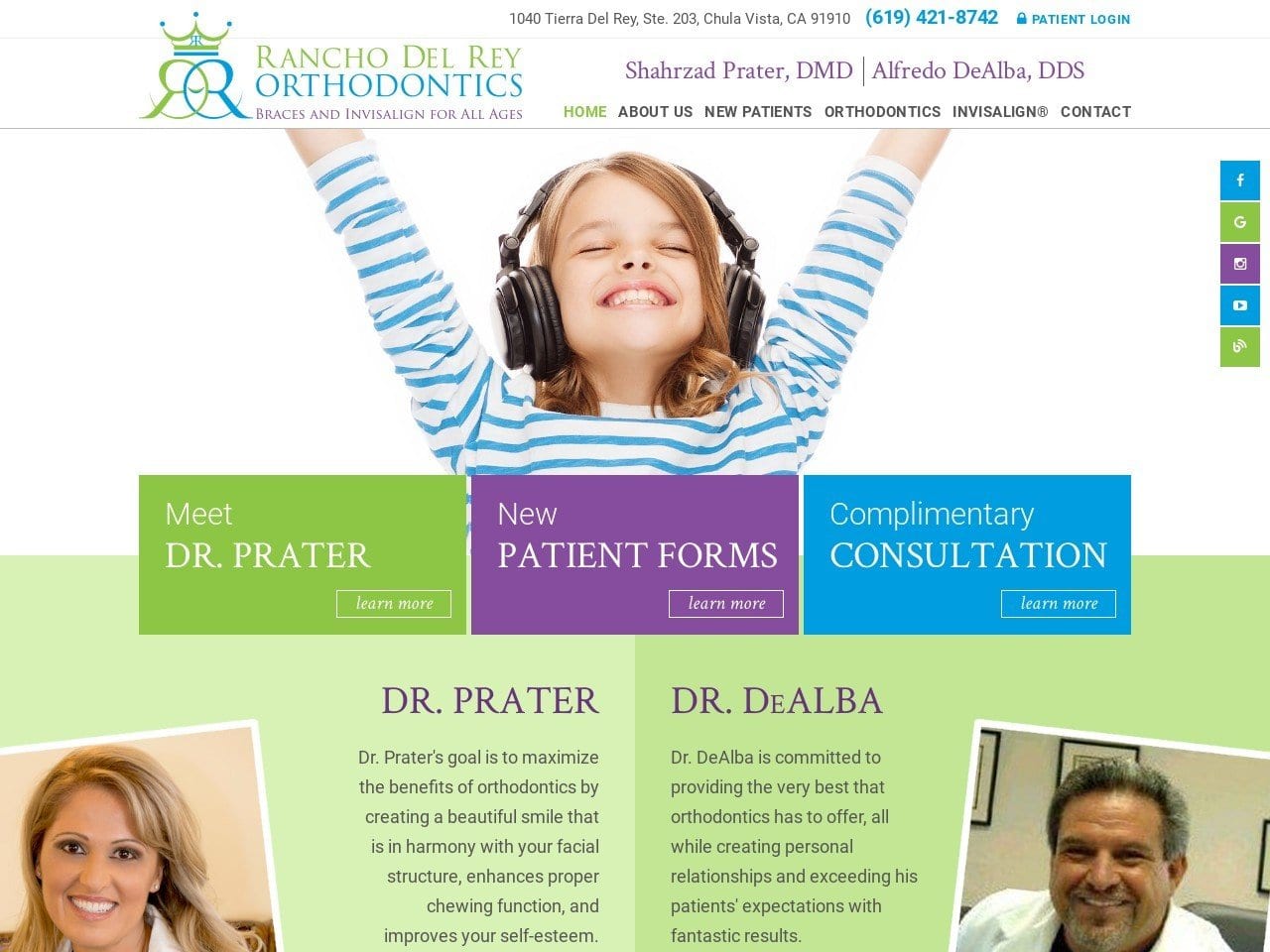 Rancho Del Rey Orthodontics Dr. Shahrzad Prater Website Screenshot from ranchodelreyorthodontics.com