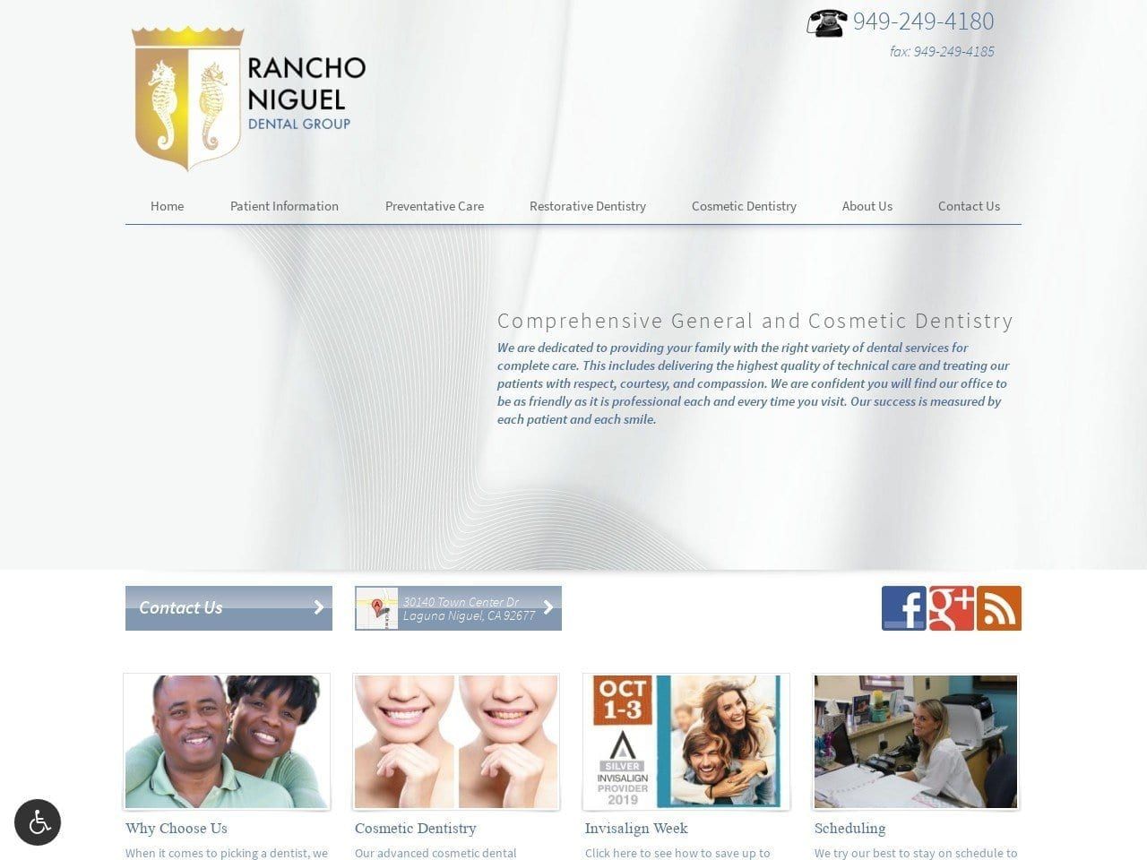 Rancho Niguel Dental Group Website Screenshot from ranchonigueldental.com