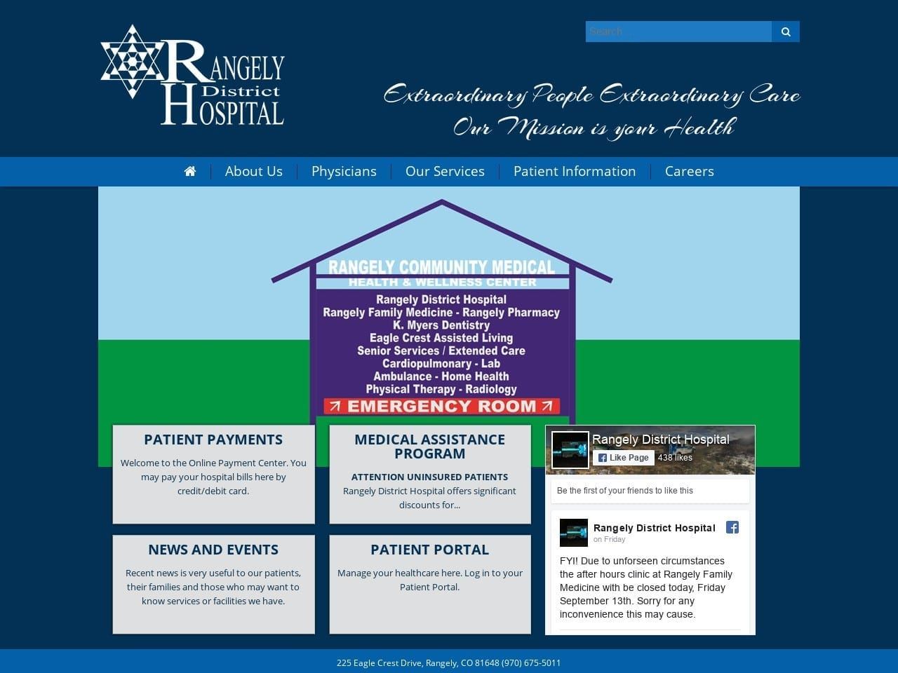 Rangely Family Medicine Website Screenshot from rangelyhospital.com