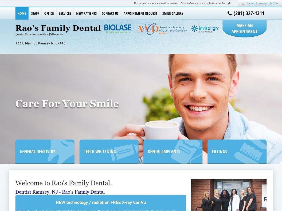 Raos Family Dental Website Screenshot from raosfamilydental.com