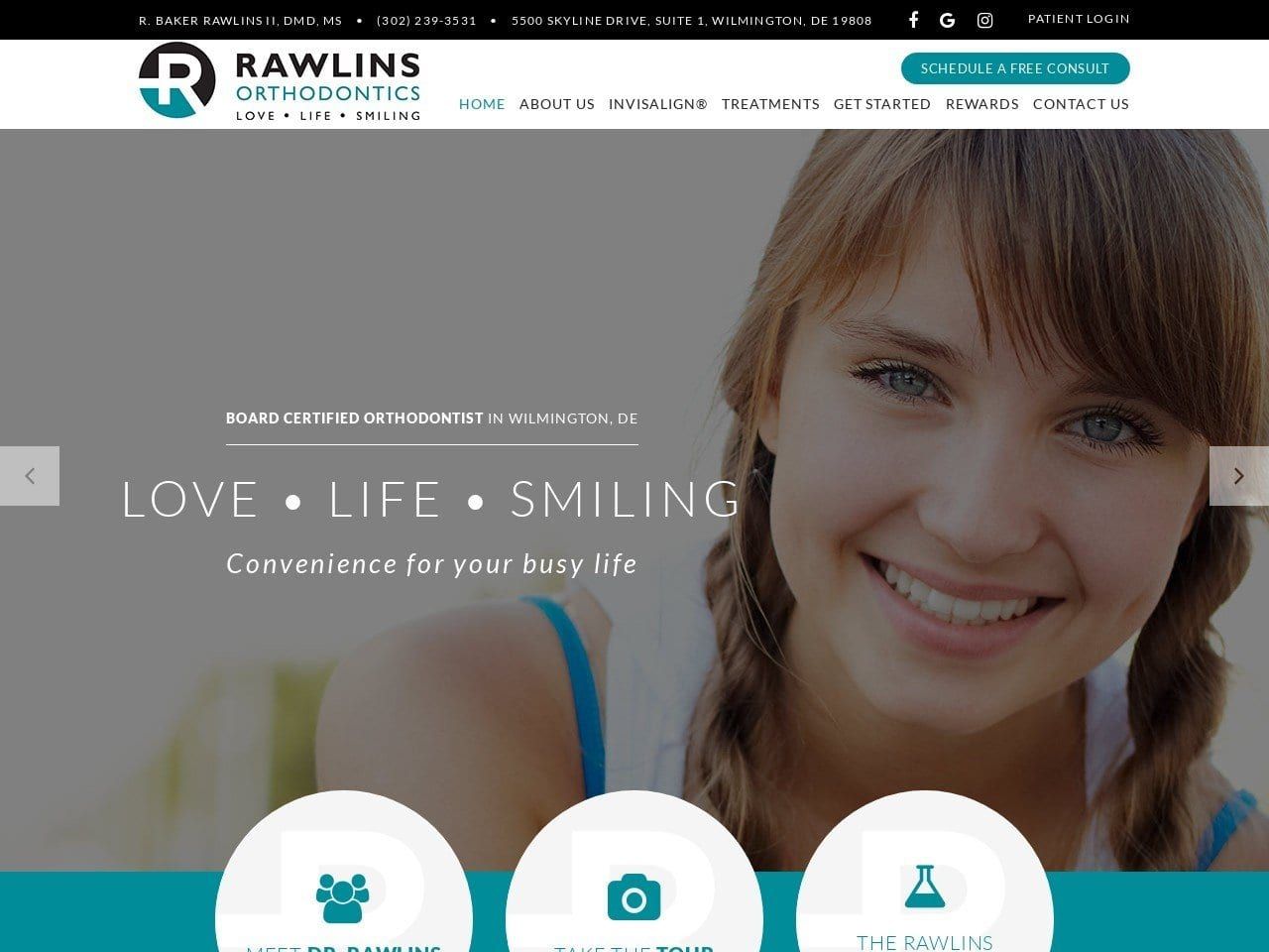 Rawlins Orthodontics Rawlins II R Baker DDS Website Screenshot from rawlinsorthodontics.com