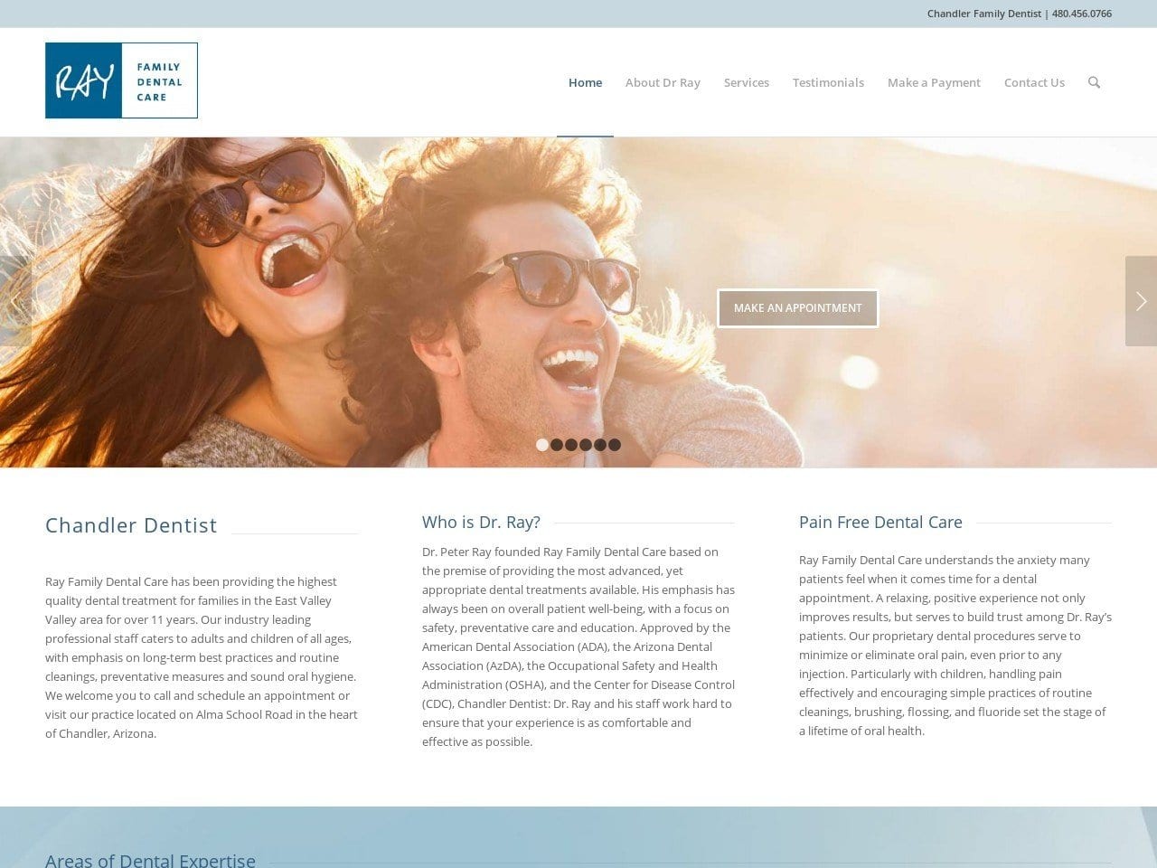 Ray Family Dental Care Website Screenshot from rayfamilydentalcare.com