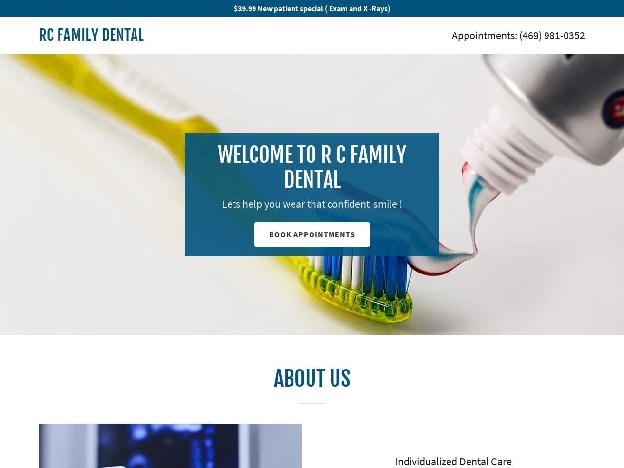 RC Family Dental Website Screenshot from rcfamilydental.com