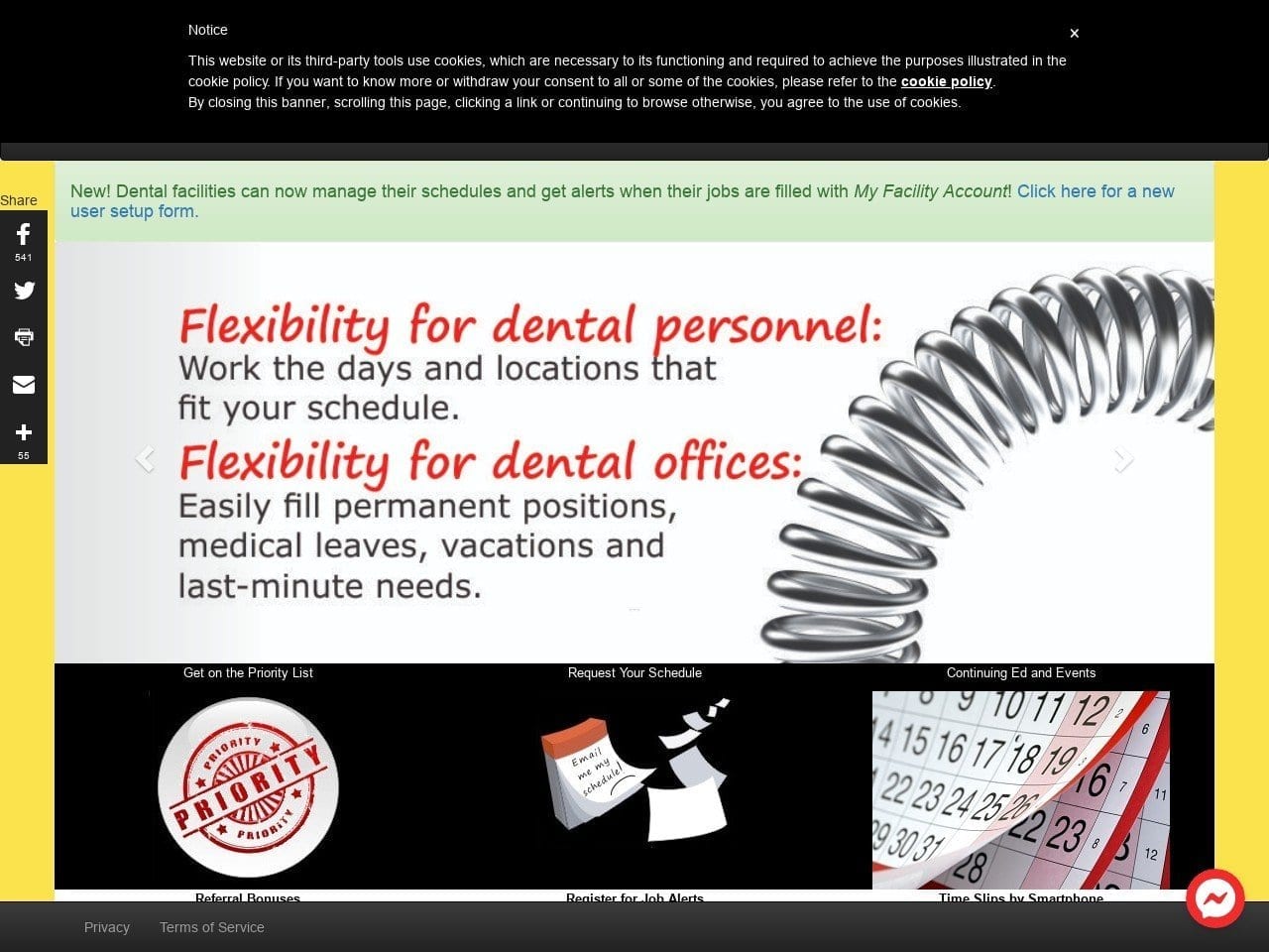 RDH Temps Dental Placement Website Screenshot from rdhtemps.net