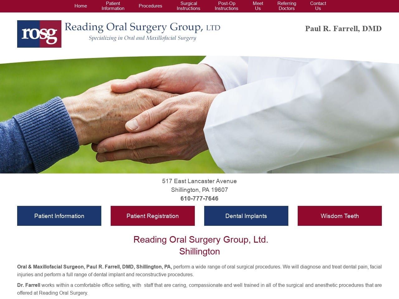 Reading Oral Surgery Group Ltd Website Screenshot from readingoralsurgery.com