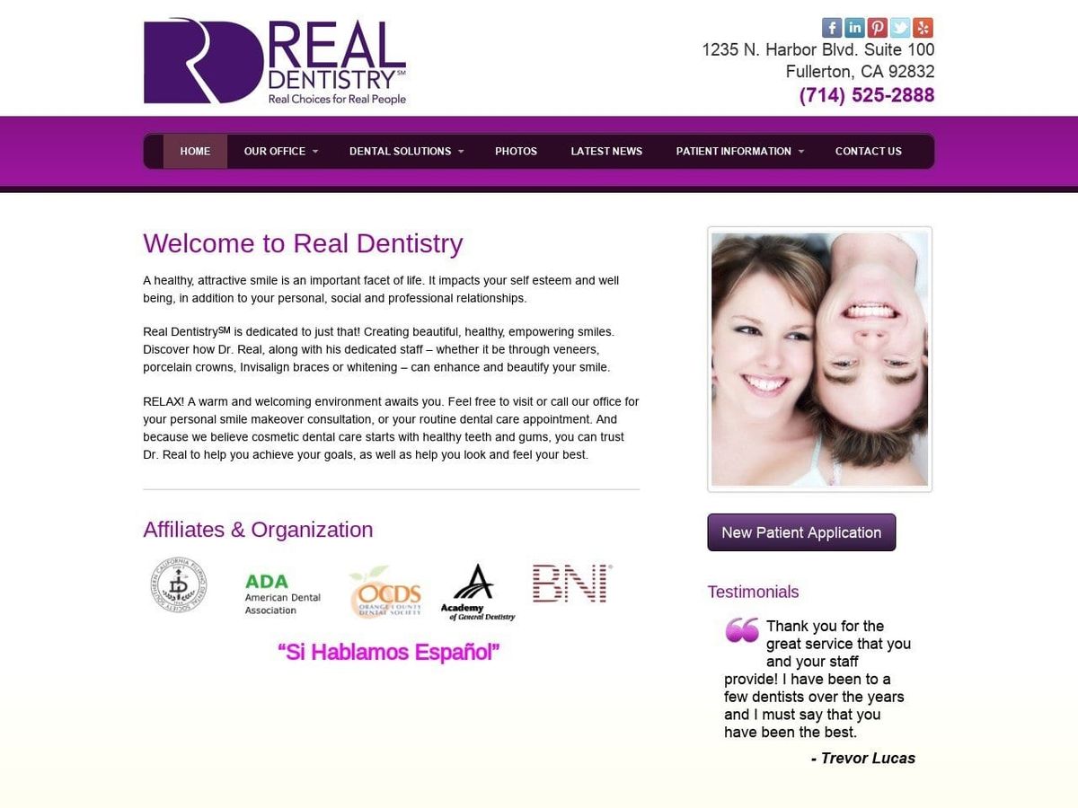 Real Dentist Website Screenshot from realdentistry.com