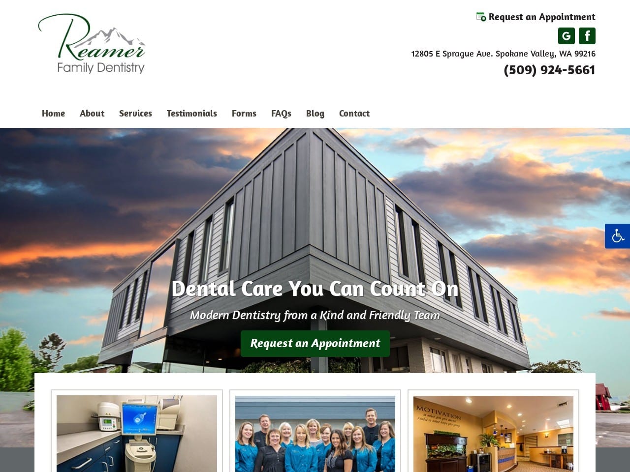 Reamer Family Dentistry Website Screenshot from reamerfamilydentistry.com